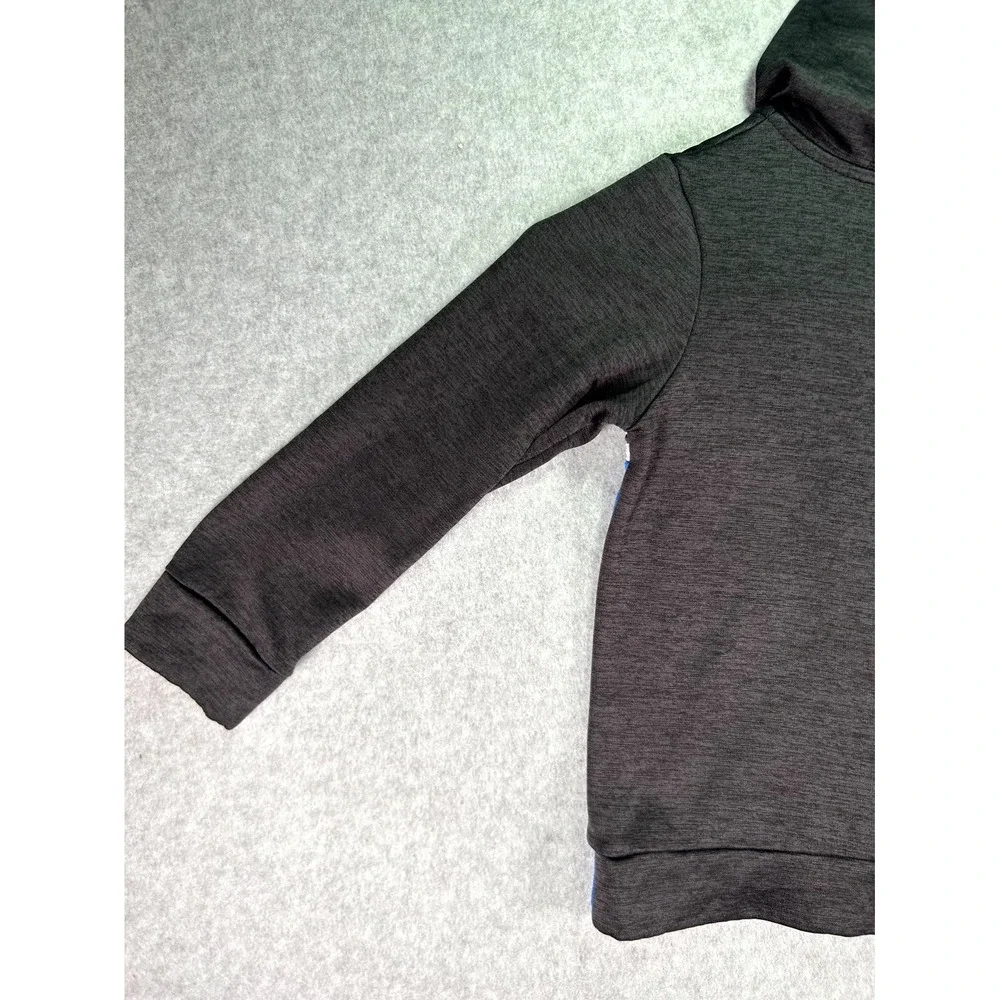 Adidas Jacket Boys 6 Black Blue Colorblock Kangaroo Pockets Long Sleeve Full Zip